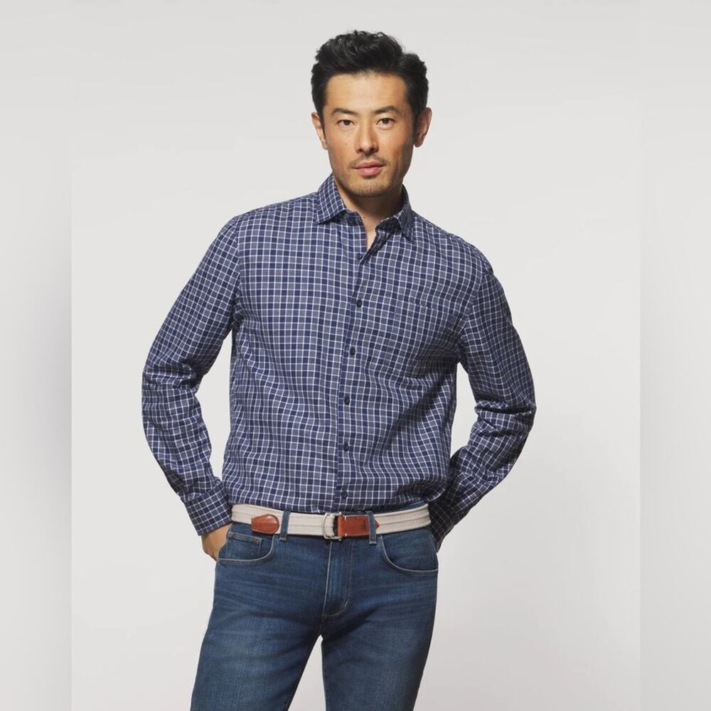 Johnnie-O Mitchell Tucked Button Up Shirt XL Blue $158